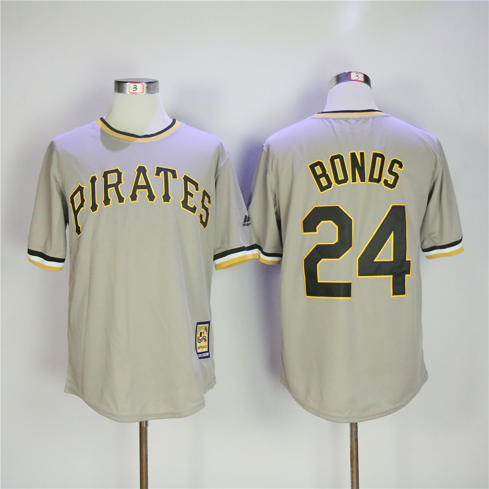 Men Pittsburgh Pirates 24 Bonds Grey Throwback Game MLB Jerseys